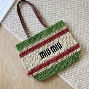 Miu Miu Crochet Tote Bag Green Knit Slouchy Chic